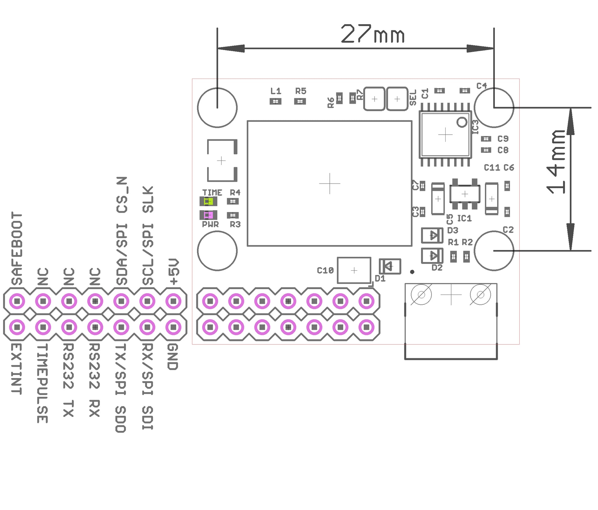 NEO-M9N RS232 four GNSS receiver board with UF.L for UAV, Robots – Eltehs GNSS Store (elt0308)