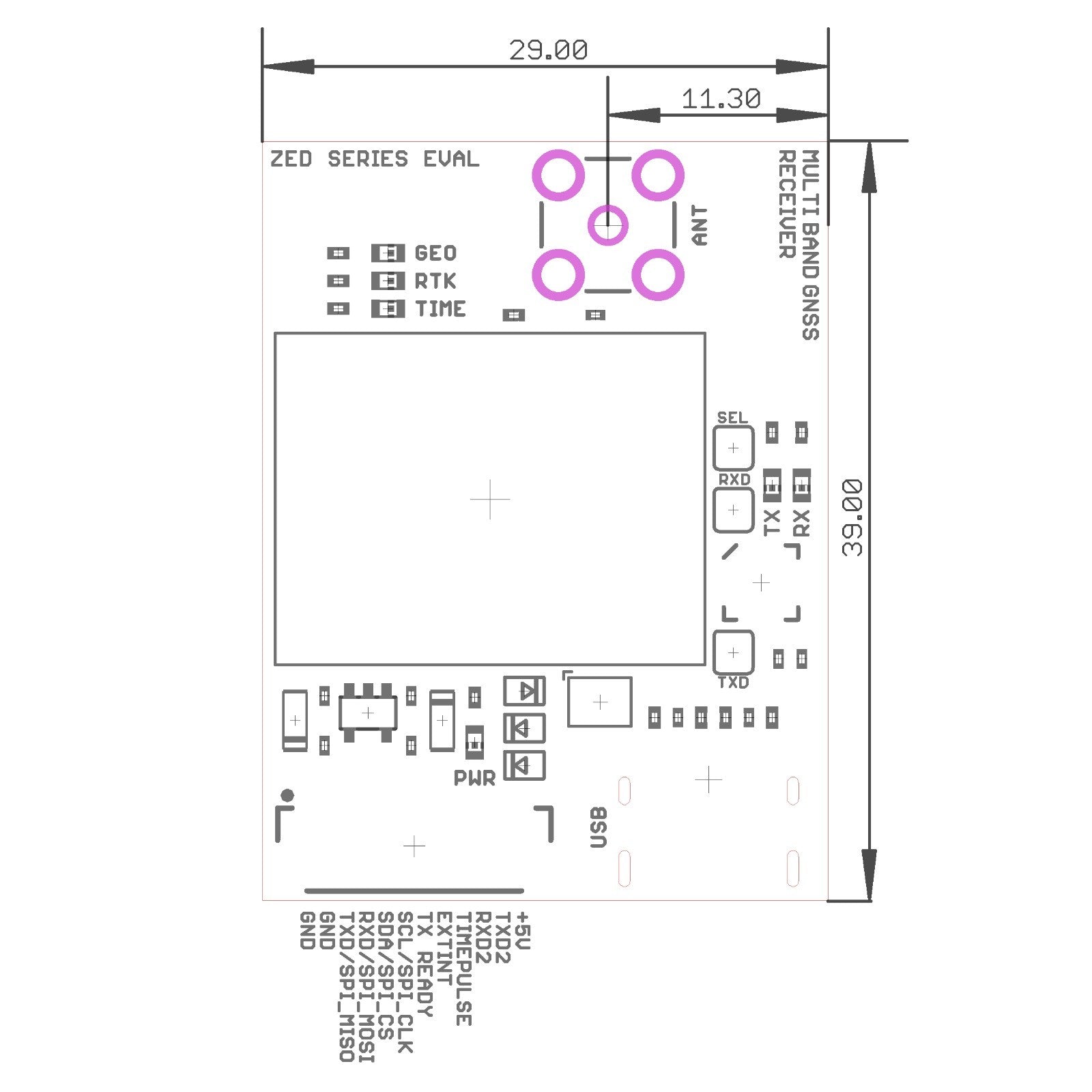 ZED-X20P all-band high precision GNSS module with SMA, JST and USB C – Eltehs GNSS Store (elt0423)