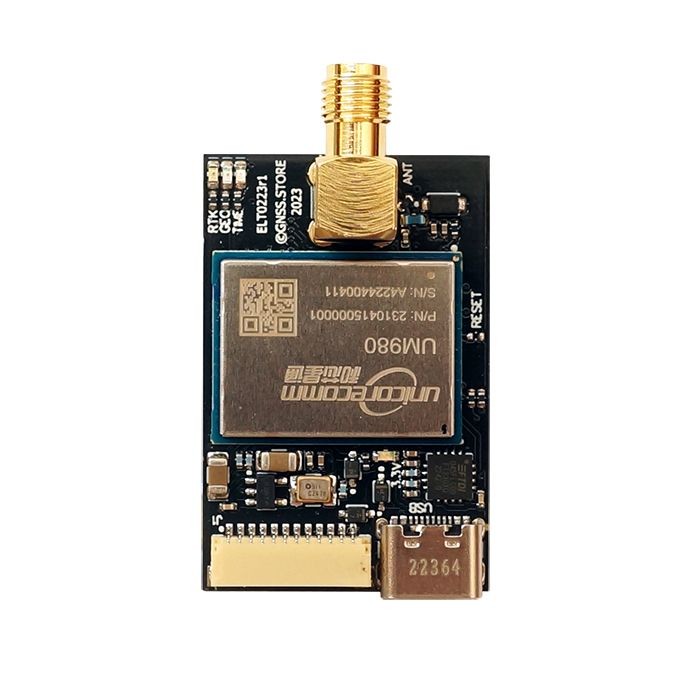 UM980 RTK GNSS receiver board with USB C and JST